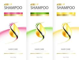 haarverzorging ontwerp van shampoo. cosmetische voor ontwerp de effecten van bescherming en glans en uitstraling van haar op een helder. vectorillustratie. vector