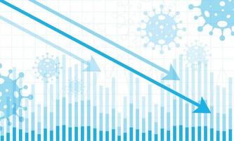 de impact van het coronavirus op de beurs en de wereldeconomie. aandelen en grafiek vallen naar beneden. markten kelderen. economische uitval. vector ontwerp