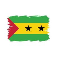 Sao Tomé en Principe-vlag met aquarelpenseel vector