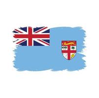 vlag van fiji met aquarelpenseel vector