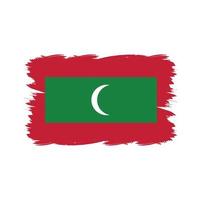 vlag van maldiven met aquarelpenseel vector