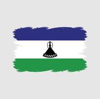 vlag van lesotho met aquarelpenseel vector