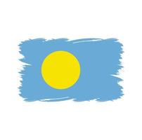 palau-vlag met aquarelpenseel vector