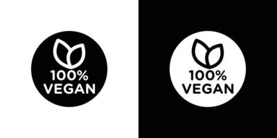 100 procent veganistisch icoon logo reeks vector