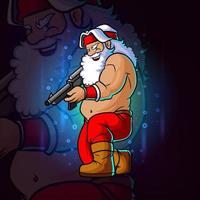 de santa-shooter met het long gun esport-logo-ontwerp vector