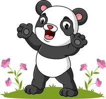 de schattige panda staat in de tuin vector