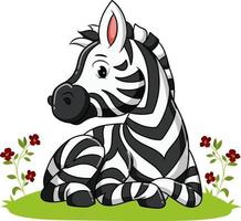 de zebra ligt in de tuin vol bloemen vector