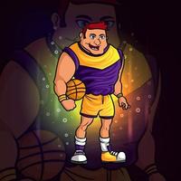 het coole ontwerp van de esport-mascotte van de basketbalspeler vector