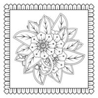 mehndi bloem voor henna, mehndi, tatoeage, decoratie. decoratief ornament in etnische oosterse stijl, doodle ornament, schets hand tekenen. kleurboek pagina. vector