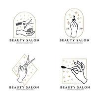 mooie vrouwelijke salon logo elegante thema bewerkbare sjabloon vector