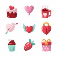 valentijnsdag schattig doodle icon set vector