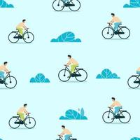 naadloze patroon van fietsers. een man op een fiets, een man op een fiets. vector