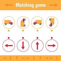 educatieve matching game voor kinderen. eenvoudig niveau. auto's. hartinfarct vector