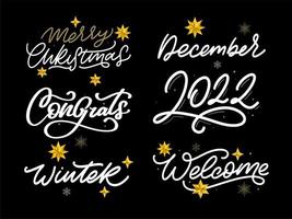 vrolijk kerstfeest nieuwjaar 2022 belettering kalligrafie ontwerpset. vector illustratie