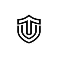 letter t en u met lijn kunststijl op witte achtergrond, vector sjabloon logo ontwerp bewerkbaar