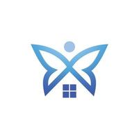 logo ontwerp vector minimalistische combinatie van huis en vlinder.