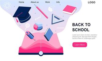 bestemmingspagina-ontwerpsjabloon voor terug naar school, studio, cursus, klas, onderwijs. modern ontwerp vector illustratie concept voor uitnodiging, poster, banner, promotie, verkoop website mobiele ontwikkeling