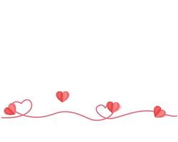 lijn hart met harten papier knippen stijl geïsoleerd op een witte achtergrond. Valentijnsdag achtergrond. vectoreps10 vector