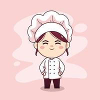 schattig en kawaii vrouwelijke chef-kok cartoon manga chibi vector character design