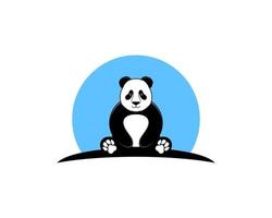 schattige panda met blauwe cirkelvorm erachter vector