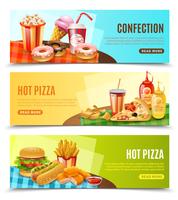 Fast Food horizontale banners instellen vector