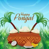 gelukkig pongal achtergrond concept vector