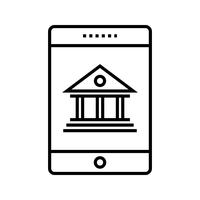 Mobiel bankieren lijn zwart pictogram vector