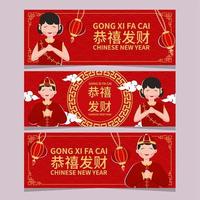 mensen groeten gong xi fa cai banner collectie vector