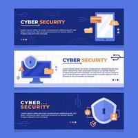 verzameling cyberbeveiligingsbanners vector