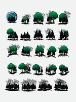 stel bomen. groenblijvende bos collectie. vector