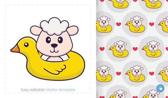 naadloze patroon met cartoon schapen op witte achtergrond. kan worden gebruikt op verpakkingspapier, doek en andere. vector