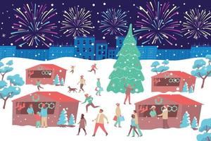 kerstmarkt illustratie vector