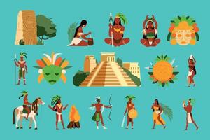 Maya beschaving set vector