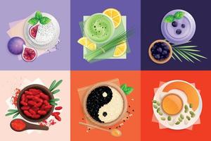 superfood vierkante composities set vector