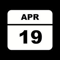 19 april Datum op een eendaagse kalender vector