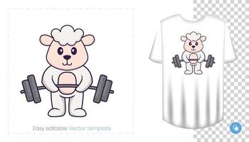 schattig schapen karakter. prints op t-shirts, sweatshirts, hoesjes voor mobiele telefoons, souvenirs. geïsoleerde vectorillustratie op witte achtergrond. vector