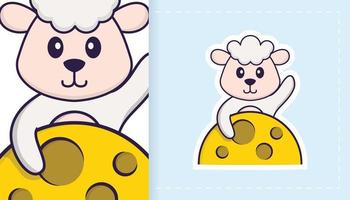 schattig schapen mascotte karakter. kan worden gebruikt voor stickers, patches, textiel, papier. vector illustratie