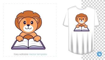 schattig leeuw karakter. prints op t-shirts, sweatshirts, hoesjes voor mobiele telefoons, souvenirs. geïsoleerde vectorillustratie op witte achtergrond. vector