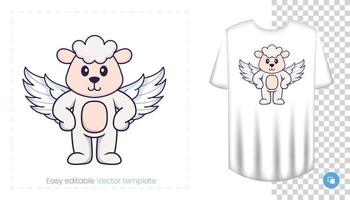 schattig schapen karakter. prints op t-shirts, sweatshirts, hoesjes voor mobiele telefoons, souvenirs. geïsoleerde vectorillustratie op witte achtergrond. vector