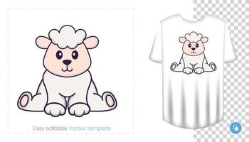 schattig schapen karakter. prints op t-shirts, sweatshirts, hoesjes voor mobiele telefoons, souvenirs. geïsoleerde vectorillustratie op witte achtergrond. vector
