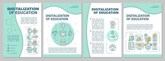 digitalisering van de brochuresjabloon van het onderwijssysteem. e-leren. flyer, boekje, folder afdrukken, omslagontwerp met lineaire pictogrammen. vectorlay-outs voor presentatie, jaarverslagen, advertentiepagina's vector