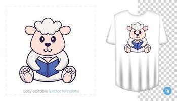 schattig schapen karakter. prints op t-shirts, sweatshirts, hoesjes voor mobiele telefoons, souvenirs. geïsoleerde vectorillustratie op witte achtergrond. vector