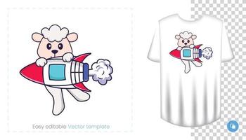 schattig schapen karakter. prints op t-shirts, sweatshirts, hoesjes voor mobiele telefoons, souvenirs. geïsoleerde vectorillustratie op witte achtergrond. vector