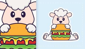 schattig schapen mascotte karakter. kan worden gebruikt voor stickers, patches, textiel, papier. vector illustratie