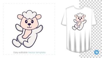 schattig schapen karakter. prints op t-shirts, sweatshirts, hoesjes voor mobiele telefoons, souvenirs. geïsoleerde vectorillustratie op witte achtergrond. vector