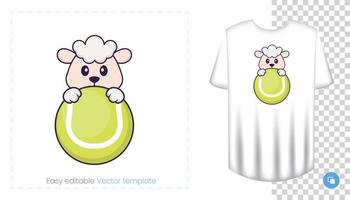 schattig schapen karakter. prints op t-shirts, sweatshirts, hoesjes voor mobiele telefoons, souvenirs. geïsoleerde vectorillustratie op witte achtergrond. vector