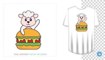 schattig schapen karakter. prints op t-shirts, sweatshirts, hoesjes voor mobiele telefoons, souvenirs. geïsoleerde vectorillustratie op witte achtergrond. vector