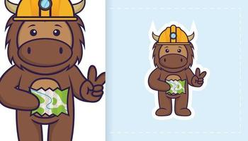 schattig stier mascotte karakter. kan worden gebruikt voor stickers, patches, textiel, papier. vector illustratie