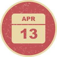 13 april Datum op een eendaagse kalender vector