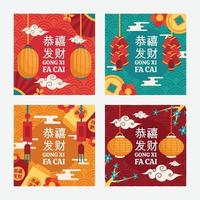 gong xi fa cai kaarten sjabloon set vector